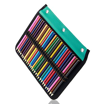YOUSHARES 54 Slots Pencil Sleeve - Standard 3 Ring Binder Designed Pencil Page Compatible with 216 Slots Pencil Case for Watercolor Pencil, Gel Pen & Cosmetic Brush (Green) - color: Layer Green