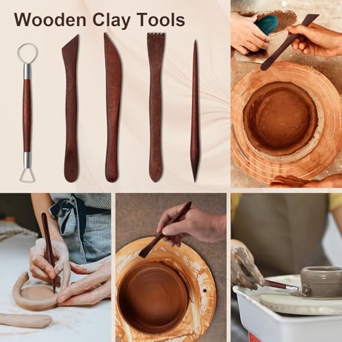 Amrules Clay Tools Kit, 31 PCS Red Pottery Tools, Practical Polymer Clay Sculpting Tools Kit, Air Dry Clay Tools Set for Adults, Pottery Craft, Dotting, Carving, Drawing, Molding, Modeling, Shaping - color: Red-31Pcs