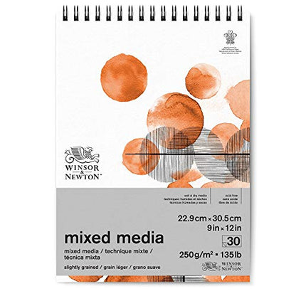 Winsor & Newton Professional Mixed Media Pad, 9" x 12", 30 Sheets, 250gsm, White - size: 9" x 12", style: Mixed Media Pad - White