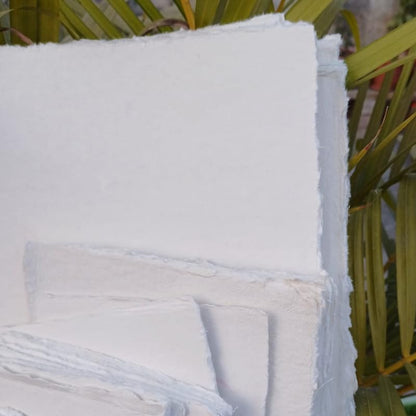 A6-400 GSM / 25 Sheets - Rough/Textured Drawing/Sketching Paper 4x6 inches - Handmade/Deckle Edge Paper Made from Virgin Egyptian Cotton - Off-White by Deckle Papers - size: 4x6"