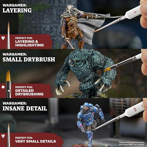 The Army Painter Most Wanted Brush Set, Black, Miniatures Paint Brush Set of 3 Wargamer Brushes: Small Drybrush, Layering & Insane Detail - Quality Detail Brush Set Handmade in Europe