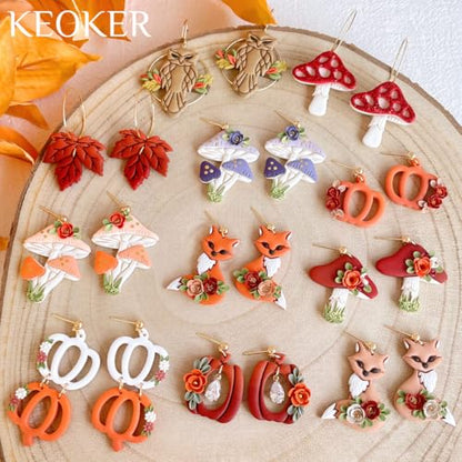 Keoker Fall Polymer Clay Cutters for Polymer Clay Jewelry, Pumpkin 10shapes Clay Earring Cutters - color: white B