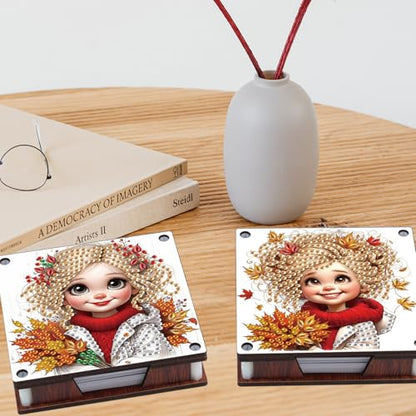 JISHSHAY 2 PCS Diamond Art Note Box Fairy Diamond Painting Note Pad Holder Elf Gem Painting Fairy Gem Art Memo Boxes Mosaic Kits for Adults Embroidery Kit Memo Pad Holder, Contains 120 Sheets of Paper - color: Elf 2