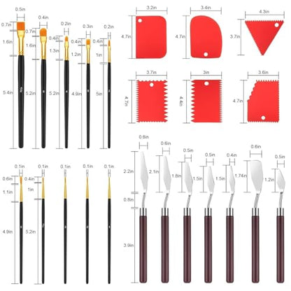 EEEKit 23 PCS Palette Knife Set, Stainless Steel Spatula Pallet Knife with Synthetic Brushes for Acrylic, Art Paint Scrapers for Oil Canvas, Watercolor Painting