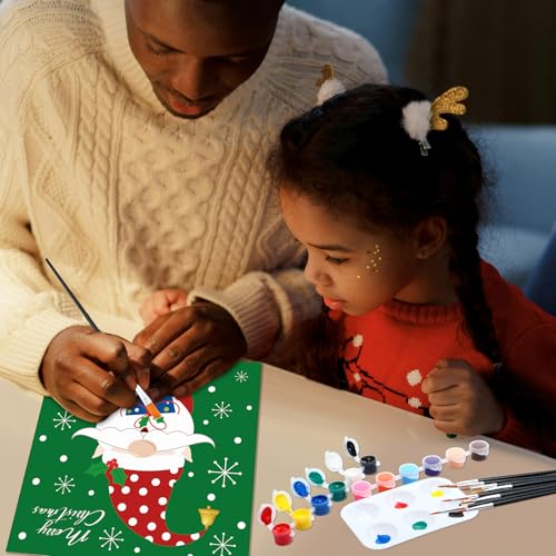 Dinifee 6 Pack Pre Drawn Canvas for Painting Pre Printed Canvas Kit 8 x 10 Inch Stretched Cotton Paint and Sip Set for Adults Couple Party Graduation Summer Date Night(Santa Blessing) - style: Santa Blessing