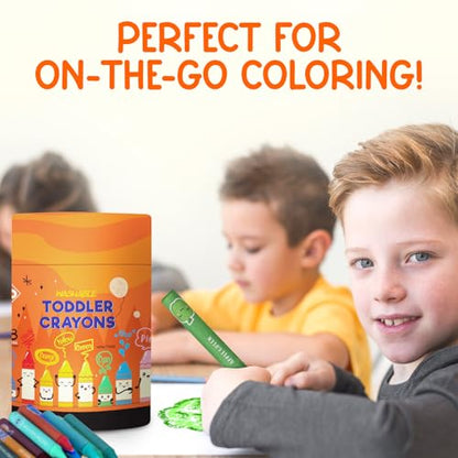 ZENO 18-Color Jumbo Crayons – Non-Toxic and Washable for Toddlers (1-3) & Kids (4-8) – Easy-to-Hold Large Crayons, Perfect for Travel, Art, and Early Childhood Activities