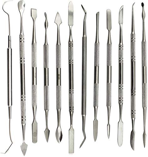 New Wax Carvers Set Double Ended Dental Wax Modeling Sculpting Tools Dental Picks Polymer Pottery Clay Carving Tool Stainless Steel 12 Pieces