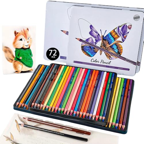 72 Colored Pencils Set, Oil-Based Professional Drawing Pencils for Artists, Adults & Beginners - Soft Core for Coloring, Portrait Sketching, Landscape Art