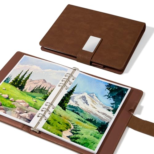 Lightwish Watercolor Sketchbook,100% Cotton Acid Free Watercolor Paper,300gsm/140lb Cold Press Watercolor Journal for Artists,Adults,Students,20 Sheets,9.25 * 6.3 Inches(Leather Brown) - color: Brown Leather