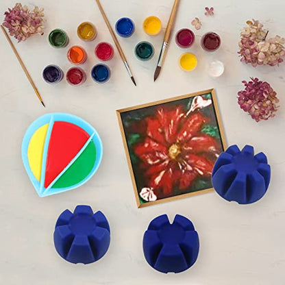 6Pcs/Set Flower Pour Cups Silicone Split Cup for Paint Pouring Acrylic Pouring Flower Strainers Fluid Art Pour DIY Resin Molds for Making Painting Tools Drawing Accessories (Blue) - color: Blue