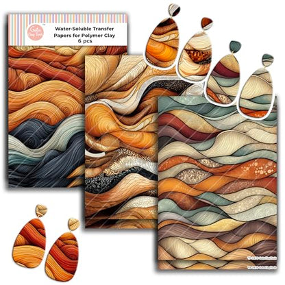 GOTO CLAY TOOLS Zentangle Transfer Paper - 6 Pcs, Transfer Paper for Polymer Clay, Earth Tone Polymer Clay Transfer Sheet for Jewelry Making ZEN-R1TP2 - color: ZEN-R1TP2