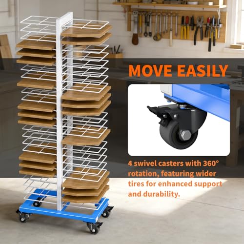 50-Shelf Paint Drying Rack – Heavy-Duty Steel Cabinet Door/Art/Painting Drying Rack with 4 Locking Casters, 25 lbs per Shelf – Suitable for Panels,Drawing,Artwork & Cabinet Doors