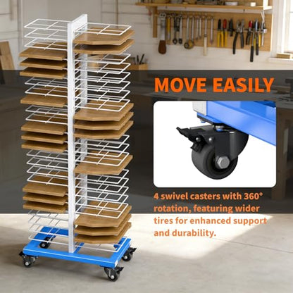 50-Shelf Paint Drying Rack – Heavy-Duty Steel Cabinet Door/Art/Painting Drying Rack with 4 Locking Casters, 25 lbs per Shelf – Suitable for Panels,Drawing,Artwork & Cabinet Doors