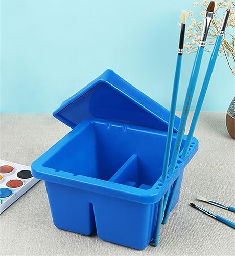 Paint Brush Cleaner Brush Holder Tray Multi-functional Paint Brush Basin Cleaner Plastic Artist Brush Cleaning Washer with Lid Brush Washing Tub for Watercolor Oil Gouache Acrylic Painting