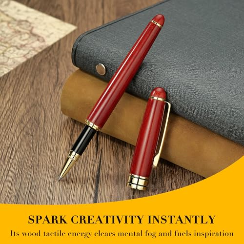 BEILUNER Luxury Wood Ballpoint Pen Writing Set,Rosewood-Elegant Fancy Nice Gift Pen Set for Signature Executive Business Office Fancy Nice Supplies - Christmas Gift Boxed with Extra Refills (Black) - color: Redwood