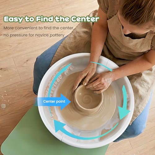 Huanyu Pottery Wheel Machine 25 cm/10" with Foot Pedal, Electric Ceramic Forming Machine with Detachable Basin DIY Art Clay Potter's Wheel for Beginners Adults At Home Pottery
