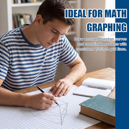 Jetec 1 Roll Large Grid Graph Paper Roll 1/2'' Grid 16.5 Inch x 98ft Math Graph Paper for Journaling Composition Planner Classroom Teaching Drafting Supplies Kids Students Gifts - color: 1/2'' Grid, size: 16.5 Inch X 98ft