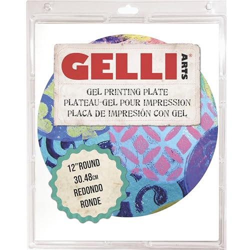 Gelli Arts Gel Printing Plate – Reusable Gel Printing Plate, Printmaking Supplies, Monoprinting at Home, Arts and Crafts – Easy Cleaning & Storage – Made in the USA – 12" Round - size: 12" Round