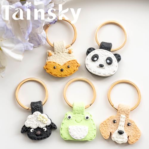 TAINSKY Animals Keychain Polymer Clay Cutter, Cute Polymer Clay Keychain Cutters, Boho Clay Cutters for Polymer Clay Jewelry, 10 Shapes Keychain Cutter, Panda Polymer Clay Earring Cutters-B - color: Keychain -C