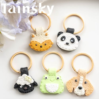 TAINSKY Animals Keychain Polymer Clay Cutter, Cute Polymer Clay Keychain Cutters, Boho Clay Cutters for Polymer Clay Jewelry, 10 Shapes Keychain Cutter, Panda Polymer Clay Earring Cutters-B - color: Keychain -C