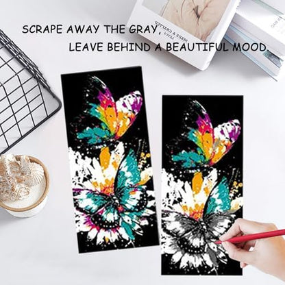 Scratch Art Bookmarks Kit, 24 Sheet Paper with Scratching Tools for DIY Party Favors, Christmas Stocking Stuffers - style: Animal Bookmark III