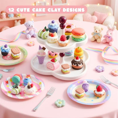 Shuttle Art Air Dry Clay for Kids - Cake Time, 52 PCS Modeling Clay Kit with Sculpting Tools and Tutorials, Safe & Non-Sticky, Craft Gifts for Boys & Girls - style: Cake Time