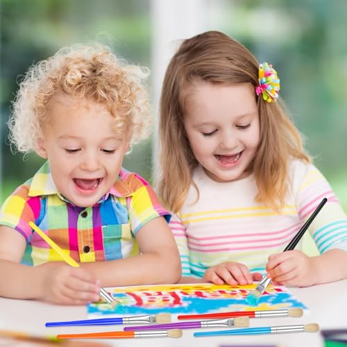 YGAOHF Paintbrushes Kids, 22 Pcs Round & Flat Toddler Kids Paint Brushes, Chubby Paint Brushes for Kids Bulk, Preschool Paint Brush for Acrylic Oil Watercolor Washable Paint Kit, Easy Hold & Clean - color: 22pcs