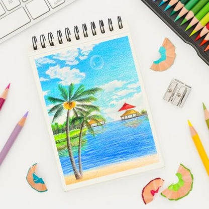 8.3" x 5.8" Hardcover Sketchbook, Top Spiral Bound Art Journal Sketchbook, 60 Sheets 92LB/150 GSM Acid-Free Drawing Neutral White Mixed Media Paper for Adults Beginners Artists.Black - color: 150gsm-neutral white paper black