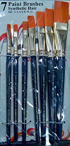 Faber Castell Synthetic Hair Flat Paint Brush, Assorted - Set of 7