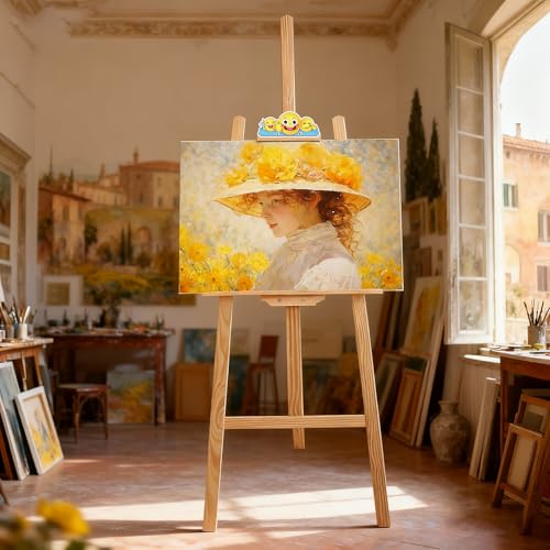 Wooden Easel Stand for Sign and Painting - Adjustable Artist Easel for Adults - Home & Wedding Display, Art Easel with Canvas Holder for Studio, Classroom - color: Primary Colour