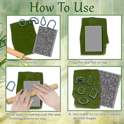 CHGCRAFT 16 Pcs Plants Flowers Pattern Polymer Clay Texture Sheet Rubber Clay Texture Mat for Polymer Clay Making Earrings Jewelry DIY Crafts 4 × 2.5 Inch - style: Flowers Fruits