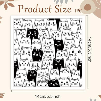 CHGCRAFT Cat Heads Polymer Clay Texture Sheets Seamless Pattern Silicone Texture Stamp Clay Texture Mat Modeling Pattern Pad Sheets for Jewelry and Earrings Tools, 5.5x5.5 inch - style: Cat Heads