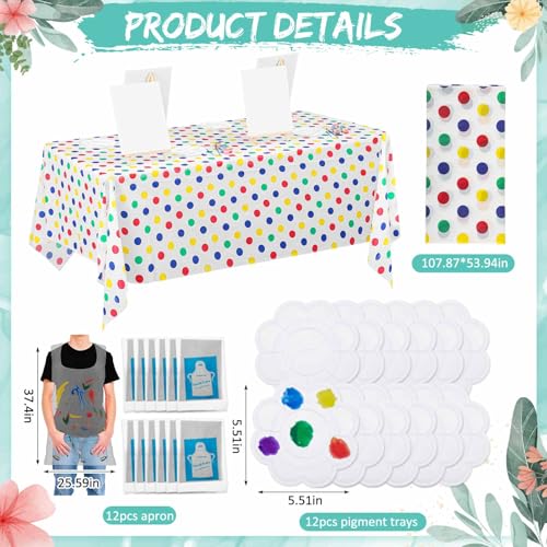 Tenceur 86 Pieces Mini Canvas with Easel Set, 8 x 10 Inch Small Canvas Painting Kit for Party, DIY Painting Boards with Large Tablecloth, Easels Paints Aprons Brushes for Party Gifts - size: 8 x 10 in