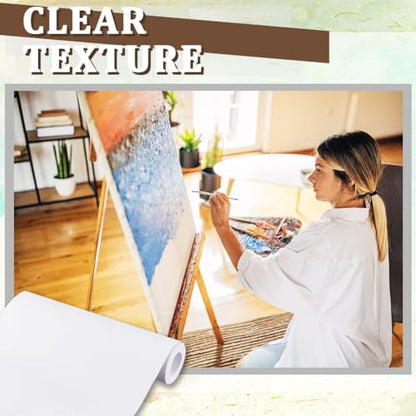 OLYCRAFT 10.7 Inch x 5.5 Yards Double Primed Cotton Canvas White Canvas Roll 0.3mm Thick Cotton Canvas Roll for Painting Double Primed Gesso Canvas Paper for Oil and Acrylic Paint Art Projects