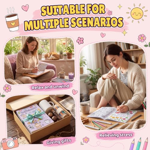 Liliful 24 Pcs Coffee and Coping Coloring Book Bulk Mini Coloring Books for Kids Adults DIY Art Relaxation Drawing Book with Patterns, Party Favors, Goodie Bag Filler and Holiday Gifts - style: Caffeine