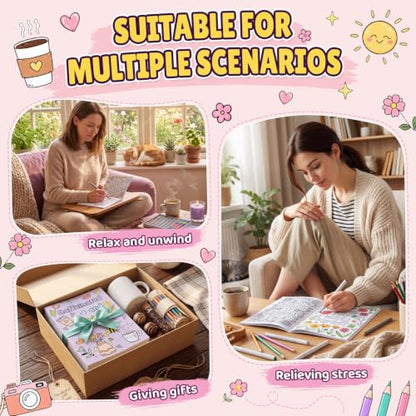 Liliful 24 Pcs Coffee and Coping Coloring Book Bulk Mini Coloring Books for Kids Adults DIY Art Relaxation Drawing Book with Patterns, Party Favors, Goodie Bag Filler and Holiday Gifts - style: Caffeine