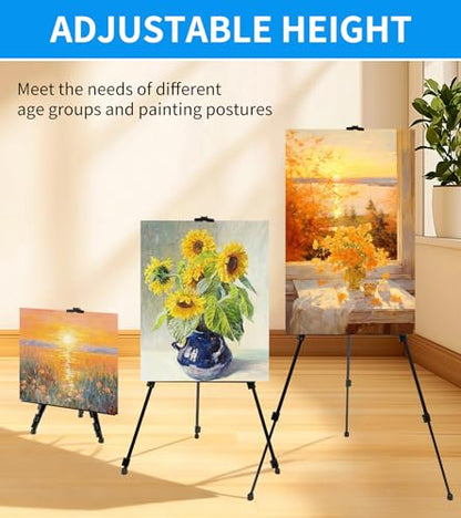 Display Easel Stand for Sign, Adjustable Portable 63'' Tripod with Carry Bag, Artist Easels Canvas Stand for Table-Top Displaying/Painting/Wedding Signs
