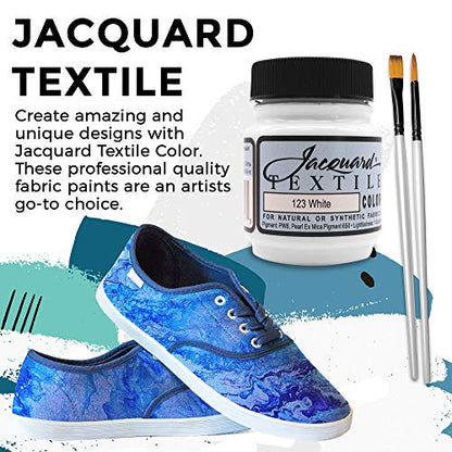 Moshify Jacquard Products White Textile Color Fabric Paint Made in USA - JAC1123 2.25-Ounces - Bundled Brush Set - size: 2.25 Ounce (Pack of 1)
