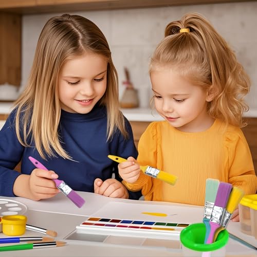 Great Andrew 12 PCS Small Paint Brushes1 Inch, Paint Brush for Painting Acrylic Oil Crafts DIY, Paint Brushes for Walls,Touch Up,Trim Painting Supplies - size: 12 pcs, 1-in, Flat
