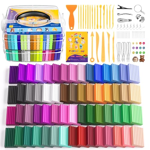 ARTpar Polymer Clay kit,62 Color Modeling Clay for Kids,Oven Bake Molding Clay,Non-Sticky DIY Starter Set with Sculpting Tools & Accessories,Art and Craft Gifts for Kids Adults - color: 62