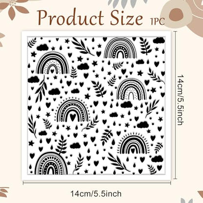 CHGCRAFT Rainbow Polymer Clay Texture Sheets Bohemian Plant Pattern Silicone Texture Stamp Clouds Love Clay Texture Mat Modeling Pattern Pad Sheets for Jewelry and Earrings Tools, 5.5x5.5 inch - style: Rainbow