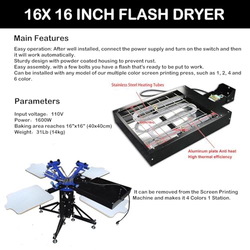 HayWHNKN 3 Color 4 Station Silk Screen Printing Kit Machine Press Printer for T-Shirt Circuit Board with Flash Dryer UV Exposure Unit