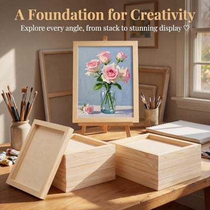 12x16 Inch Wood Panel Boards, 5 Pack Unfinished Wood Frames for Crafts, Wooden Painting Boards with 2 Fine Detail Brushes for Acrylic, Oil Painting and DIY Art Projects