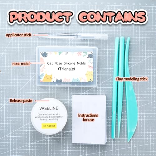 Nuvretk 8 Cute Silicone Molds for Needle Felting - Cat Nose Shapes for Stuffed Animals, DIY Crafts, and Accessories (Triangle) - size: CAT-Triangle