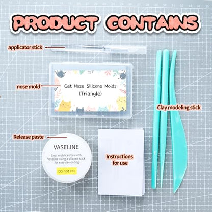 Nuvretk 8 Cute Silicone Molds for Needle Felting - Cat Nose Shapes for Stuffed Animals, DIY Crafts, and Accessories (Triangle) - size: CAT-Triangle