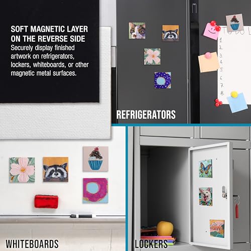 U.S. Art Supply Mini Magnetic Canvas Panels, 24 Pack, 2.5x2.5 Inch, Primed 8 Ounce Heavyweight Cotton, Small Canvases for Painting Acrylic and Watercolor, White Square Flat Canvas Boards - size: 2.5" x 2.5"