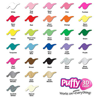 Puffy Bulk Buy Paint 30 Pack Premium Quality 3D Paint Set. Safe for Kids, Great for School Projects, Permanent on Fabric, Canvas, Wood, Glass, and More Craft Surfaces - size: 30 Count (Pack of 1)