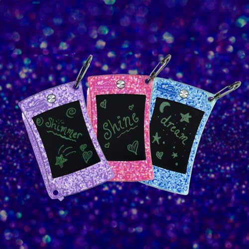 Boogie Board Jot Pocket Writing Tablet – Doodle Board Travel Essentials LCD Screen Instant Erase Stylus Pen Kickstand Drawing Pad Shimmer Collection, Pink