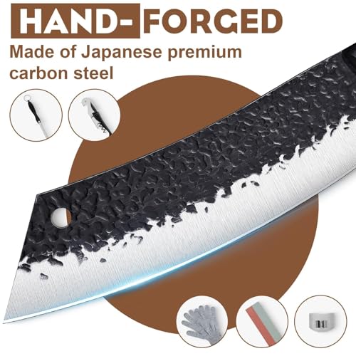 Golden Bird Butcher Knife Set - 13pcs Chef Knife Set Hand Forged Knives for Kitchen, Sharp Japanese Knives Sets for Meat Cutting, Camping, BBQ, Christmas Gifts for Men Women - size: 13.41inches