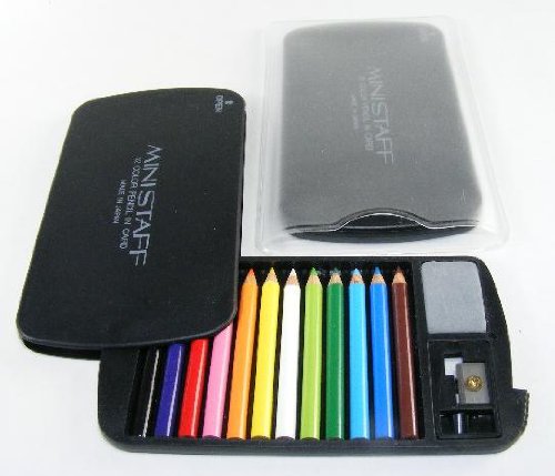 BC USA Japanese Mini Colored Pencils in Case with Eraser and Sharpener